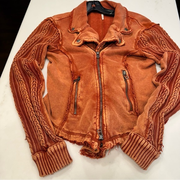 Free People Women’s Ruffle Moto Sweater Jacket Knit Double Breasted Sz S/P - Picture 11 of 13